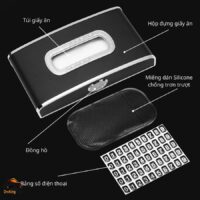 Hộp đựng khăn giấy trên ô tô tích hợp 3 tính năng trong 1