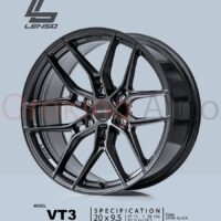 Mâm độ Lenso VT3 Satin Black 20 inch