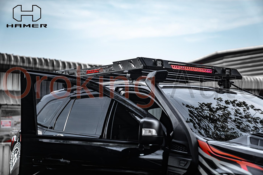 Cản chướng ngại vật bằng baga nóc có đèn led Hamer HR153 xe Ford Everest 2022+ vô cùng tuyệt vời