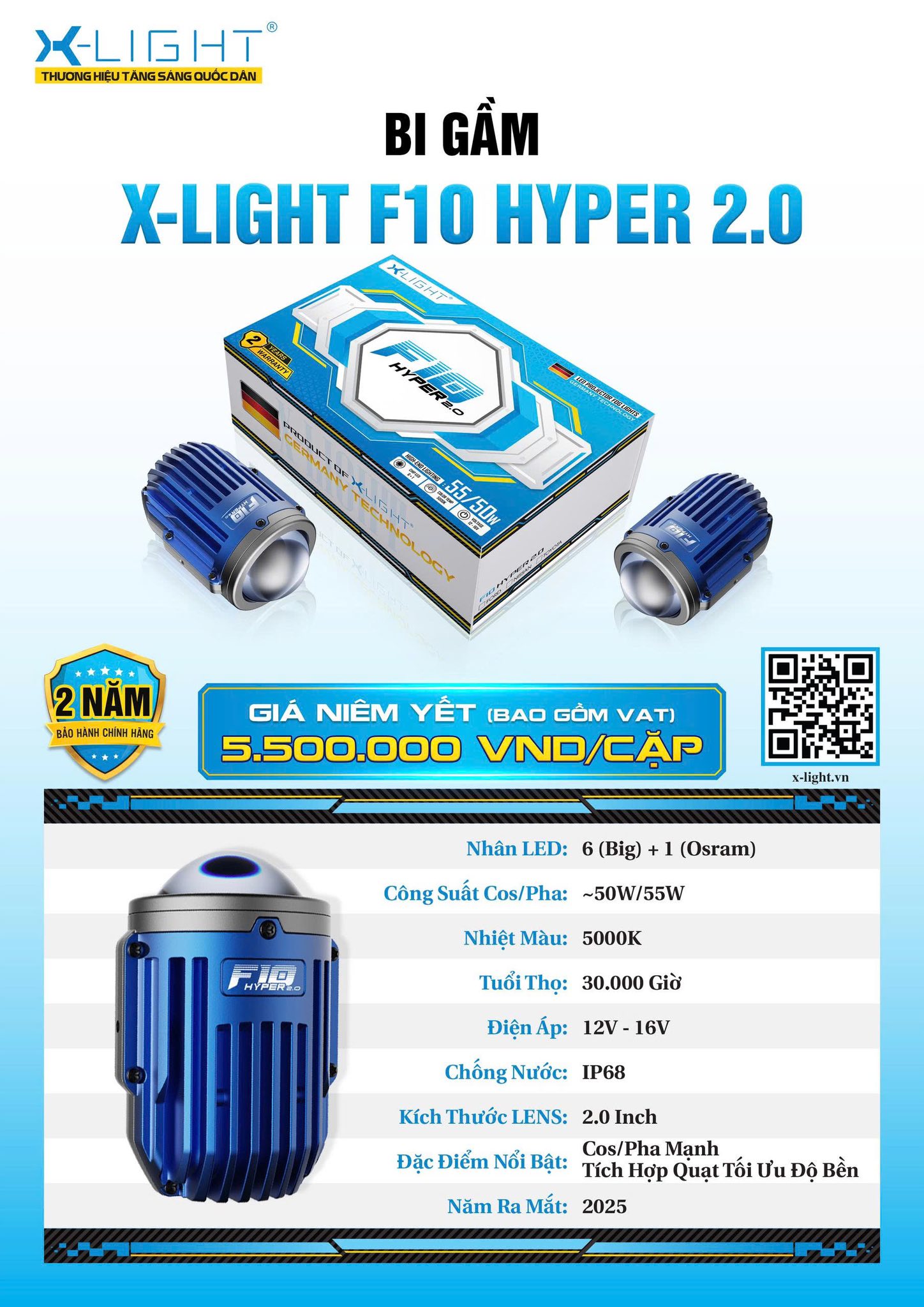 Đèn bi gầm X-Light F10 Hyper 2.0
