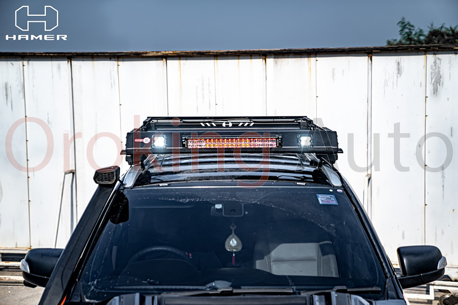 Cản chướng ngại vật bằng giá nóc có đèn led Hamer HR153 xe Mitsubishi Pajero Sport 2018+ vô cùng tuyệt vời