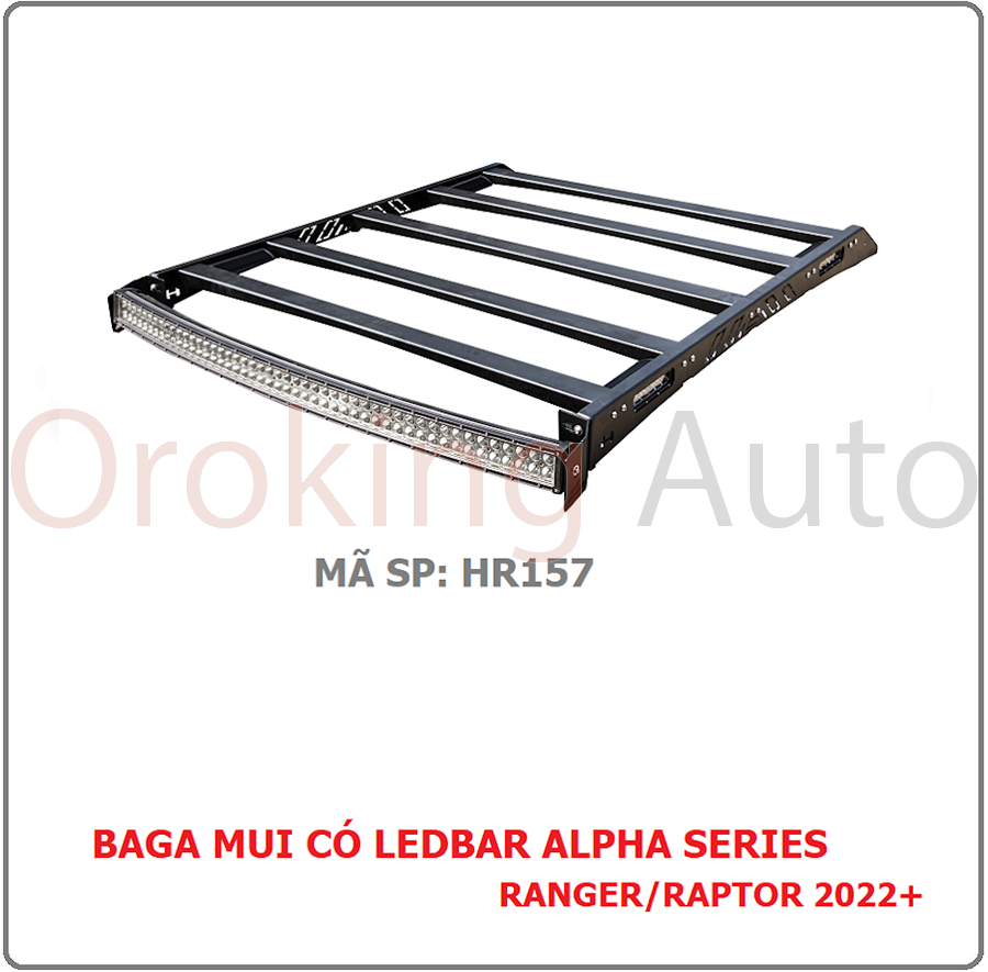 Cản chướng ngại vật bằng baga mui có đèn led Hamer HR157 xe Ford Raptor 2022+ vô cùng tuyệt vời