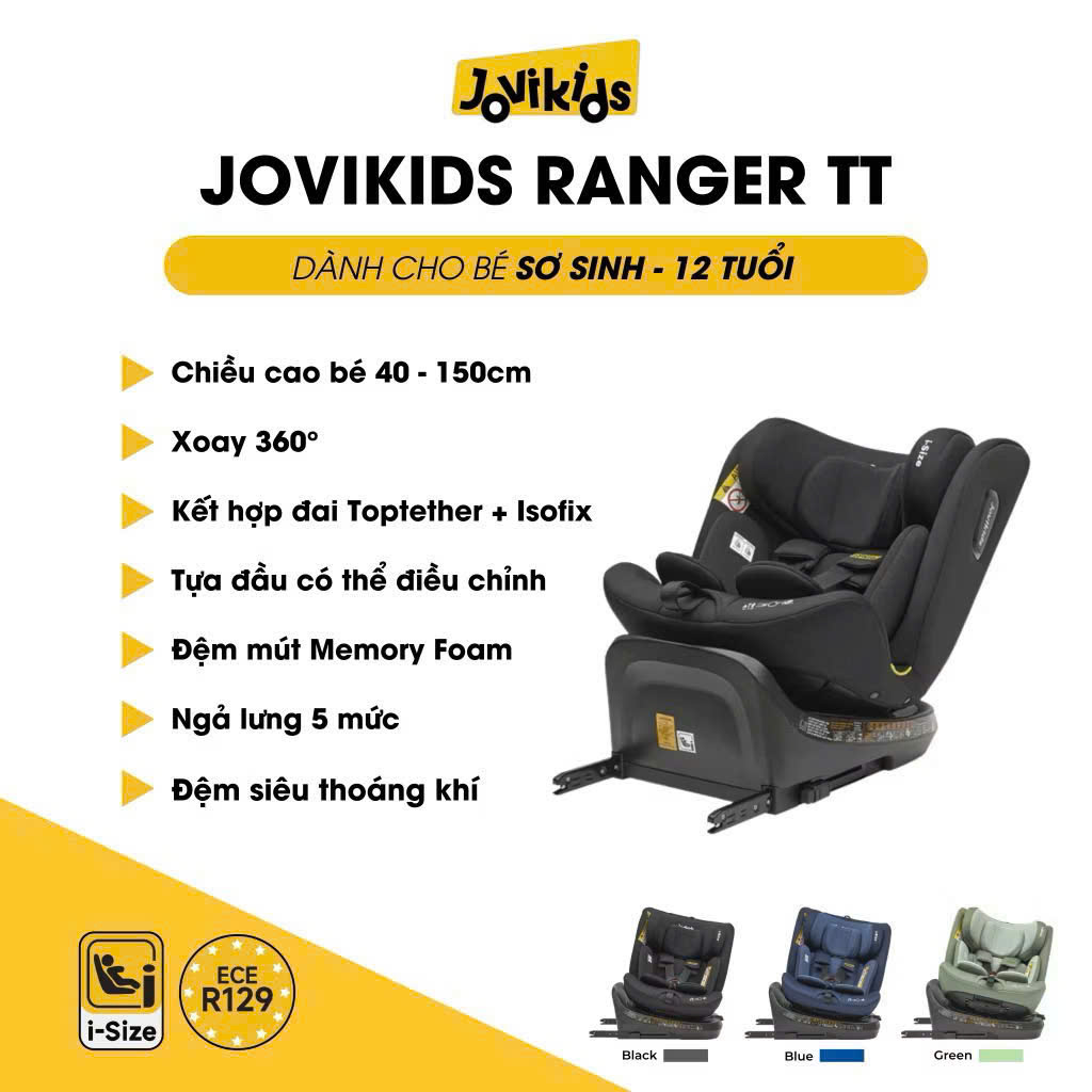 Ghe ngoi o to tre em Jovikids Ranger TT 360° Swivel i Size Car Seat 40 150cm