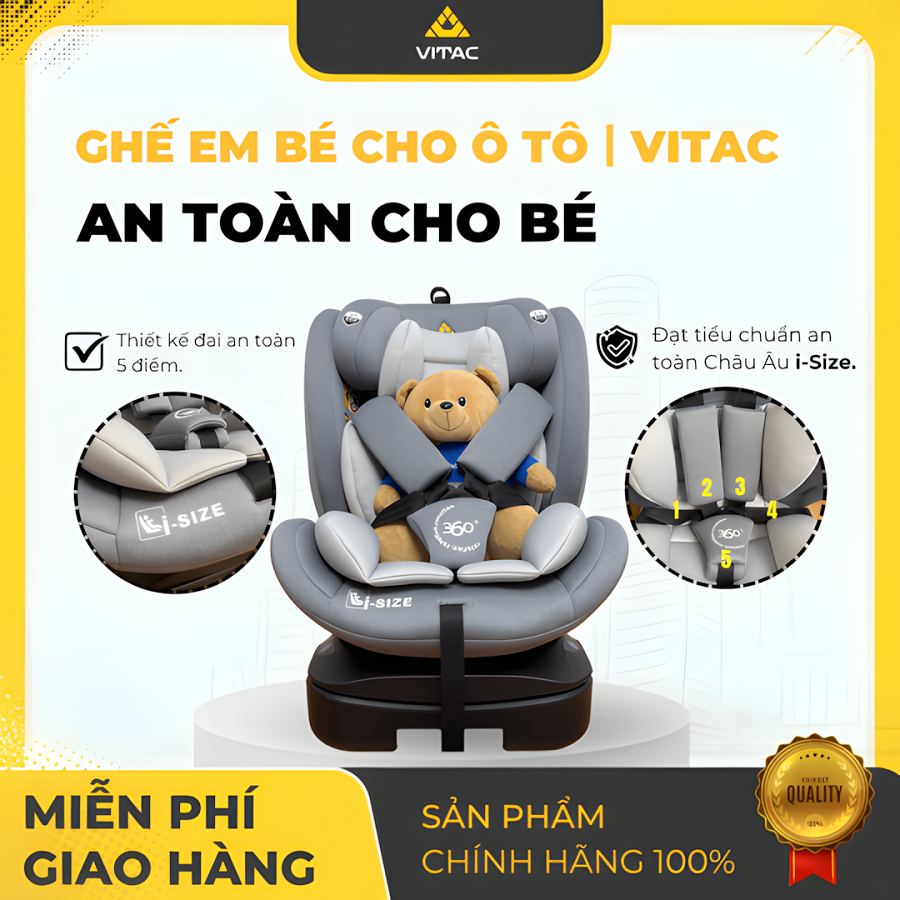 Ghế Ngồi Ô Tô Trẻ Em Vitac Safenest 360° R129