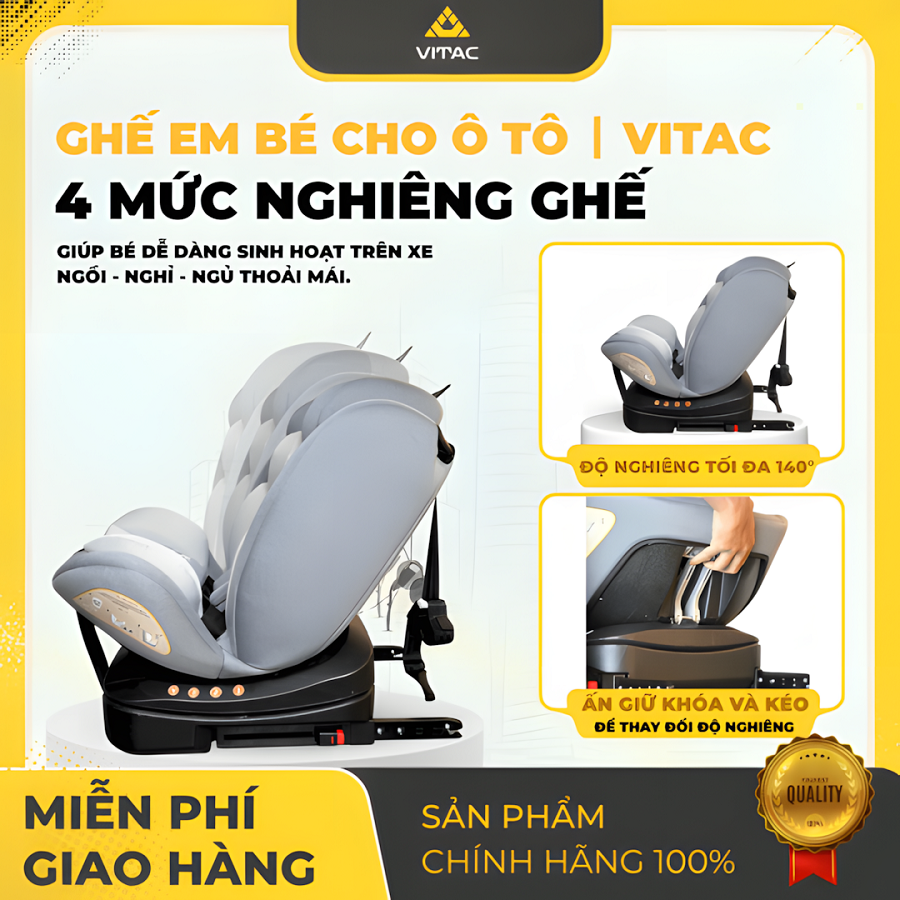 Ghế An Toàn Ô Tô Vitac Safenest 360° R129 Cho Bé Từ Sơ Sinh