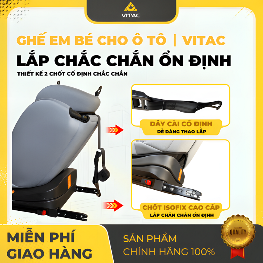 Ghế ô tô trẻ em Vitac Safenest 360° R129