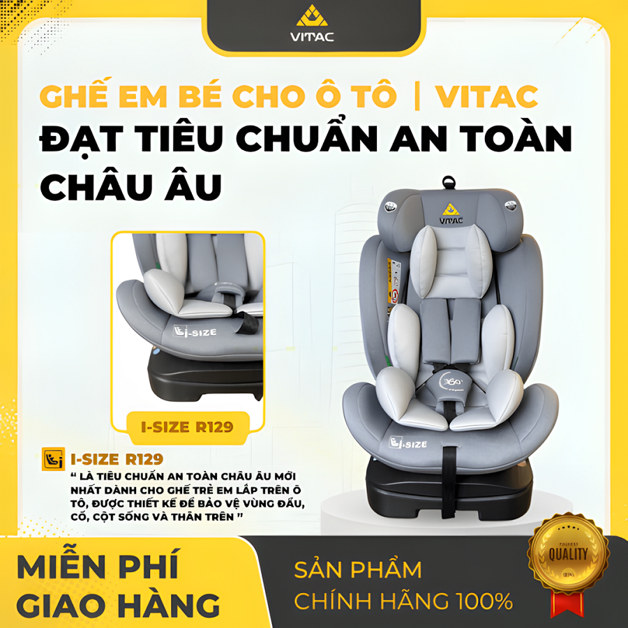 Ghế Ô Tô Trẻ Em Vitac Safenest 360° R129 Chuẩn i-Size Châu Âu