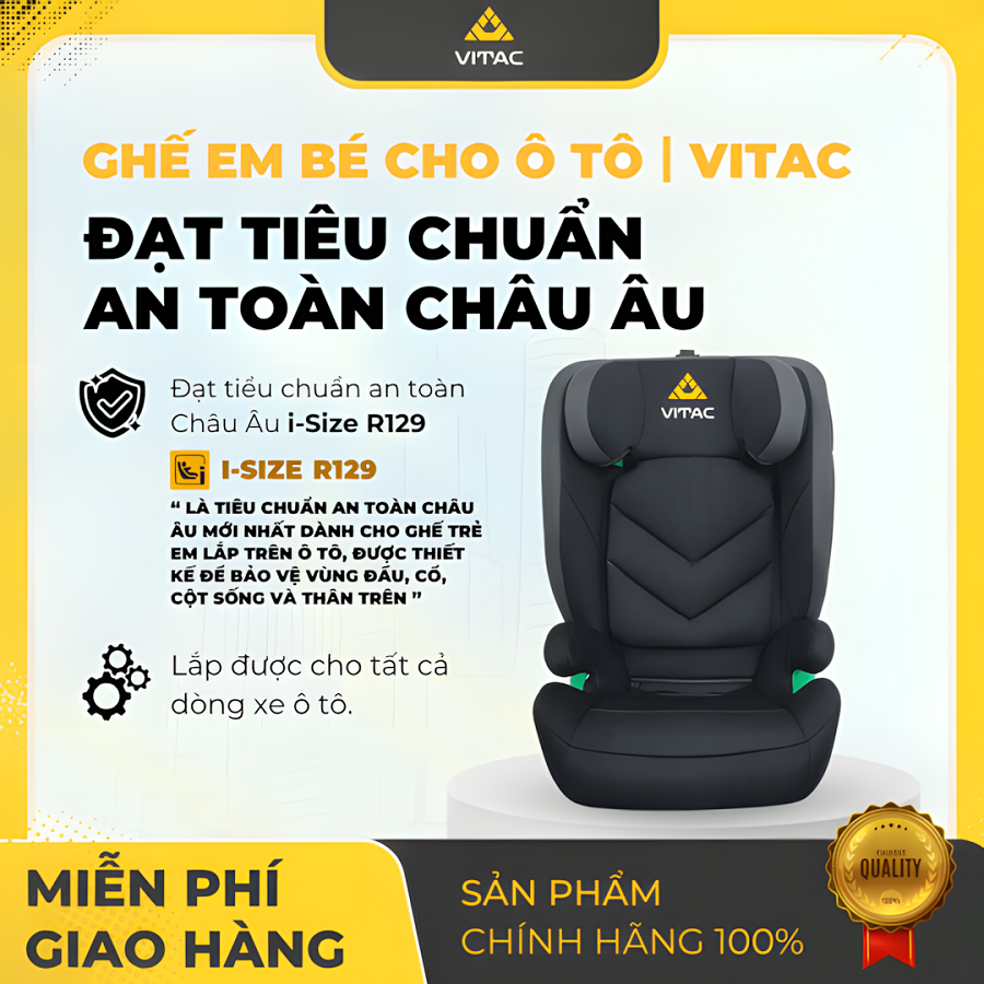Ghế Ô Tô Trẻ Em Vitac Easyseat R129 Chuẩn i-Size Châu Âu